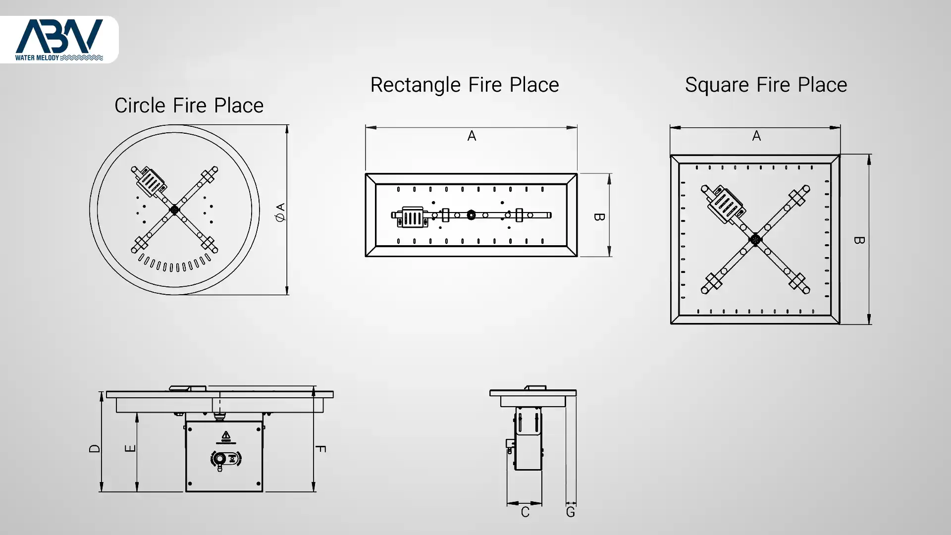1 ابعاد آتشدان گازی هوشمند