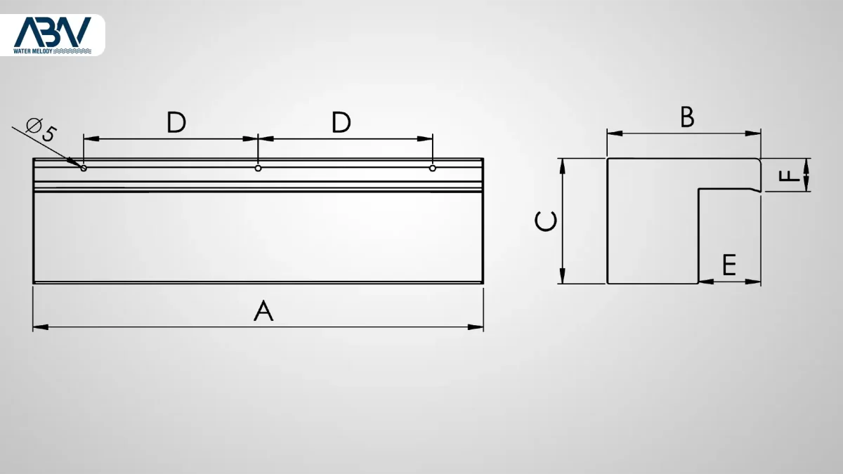 ابعاد نازل آبنما پرده آب